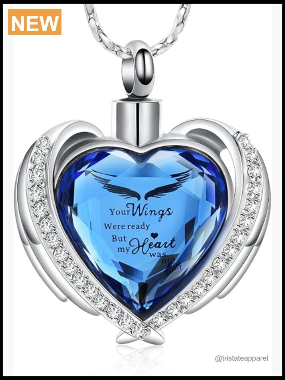 Crystal Heart Urn Pendant Necklace for Ashes Keepsake Memorial